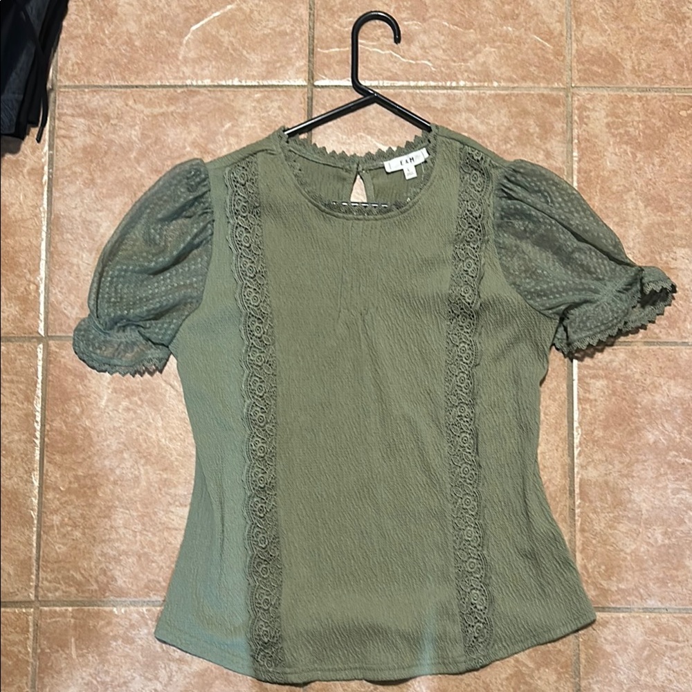 Elegant Green Lace Trim Top